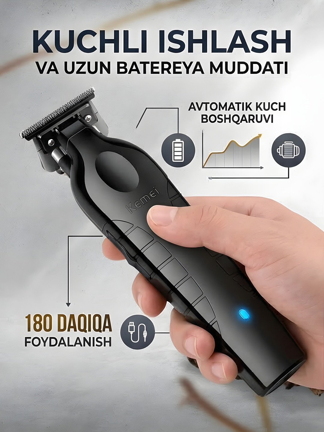 Kemei KM-2299 Soch va Soqol uchun Prosisional Trimmer - 2