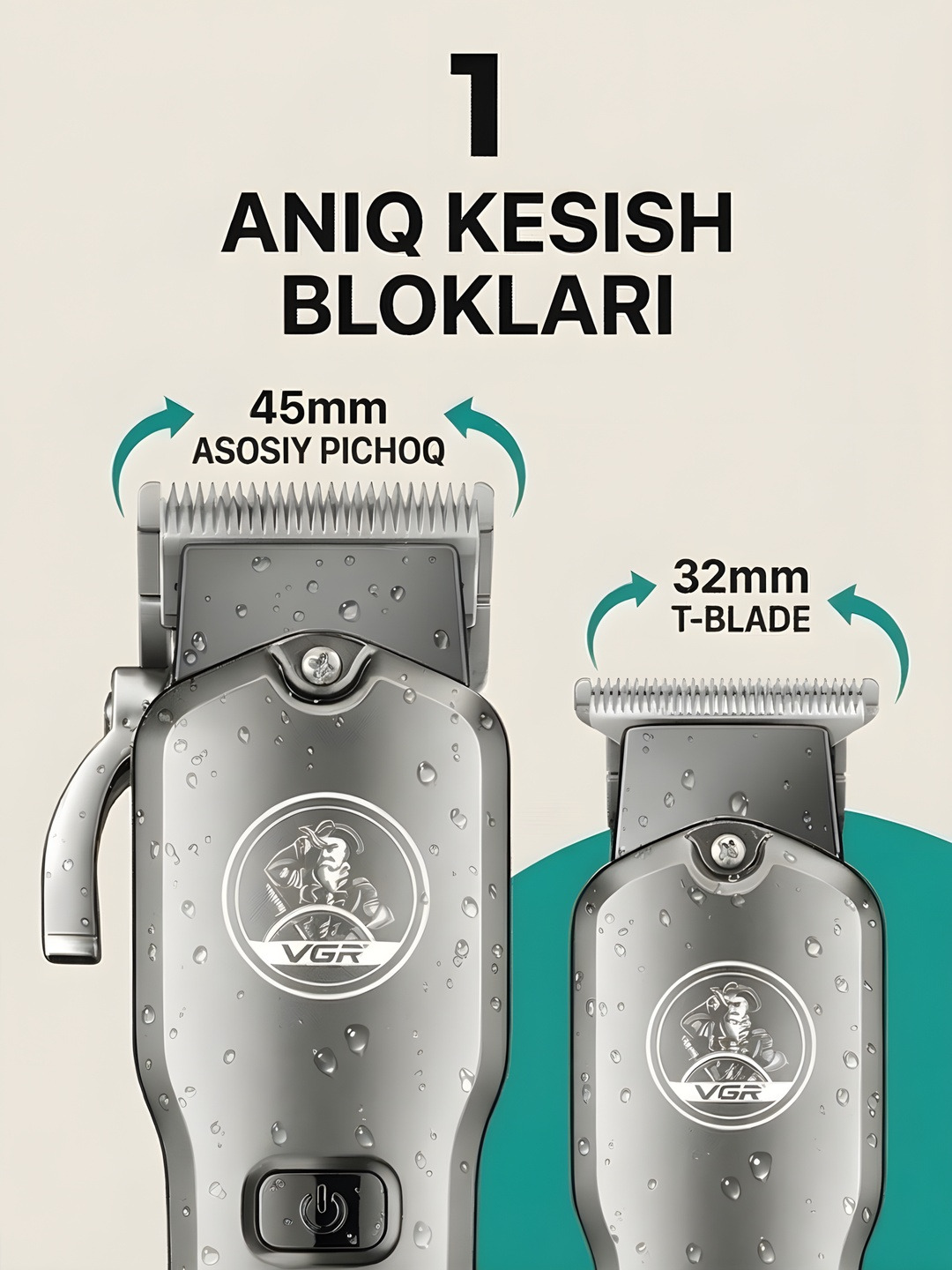 Professional soch kesish mashinasi va trimmer, VGR V-675 soch kesish to'plami, Clipper - 11