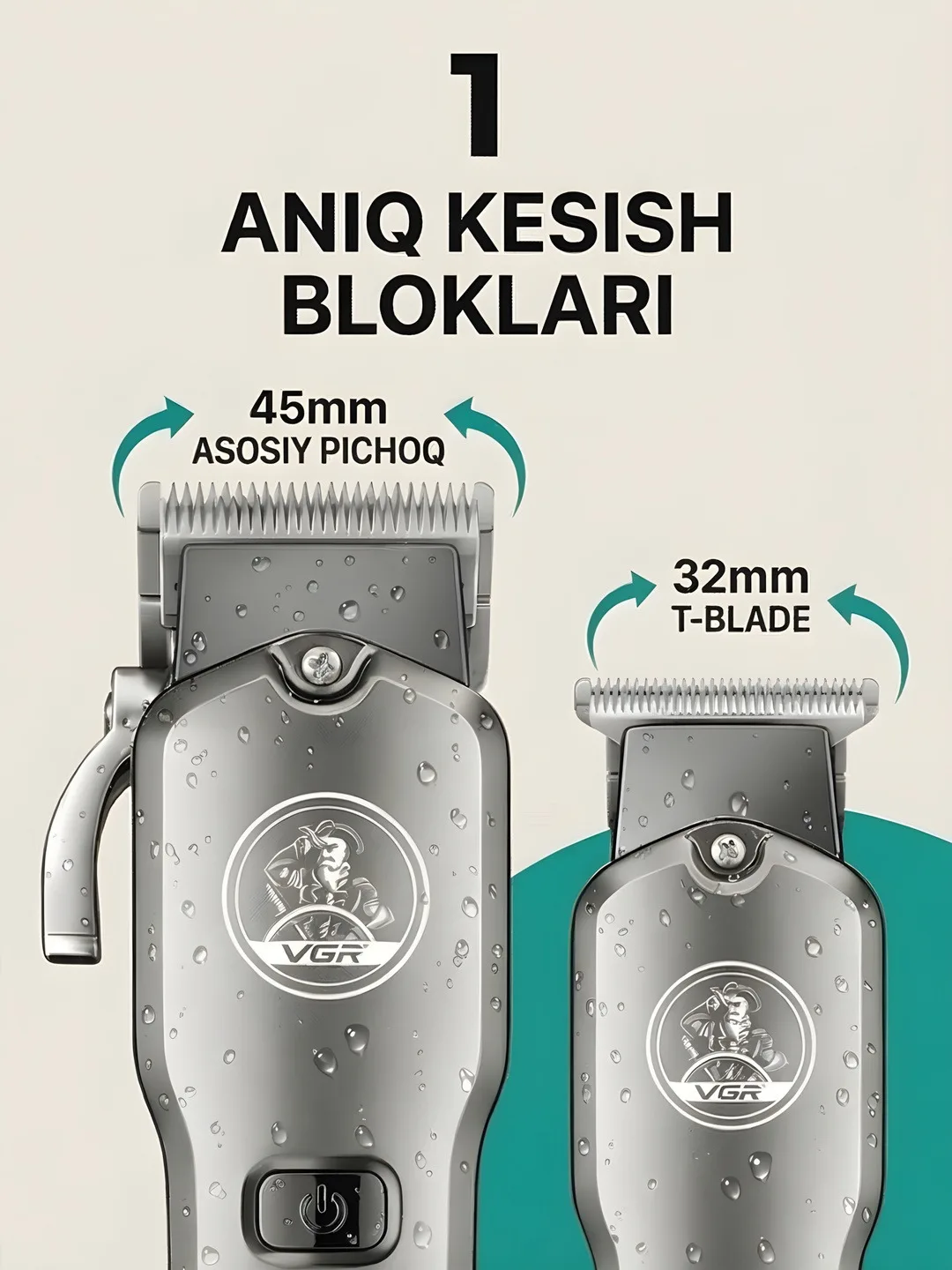 Professional soch kesish mashinasi va trimmer, VGR V-675 soch kesish to'plami, Clipper