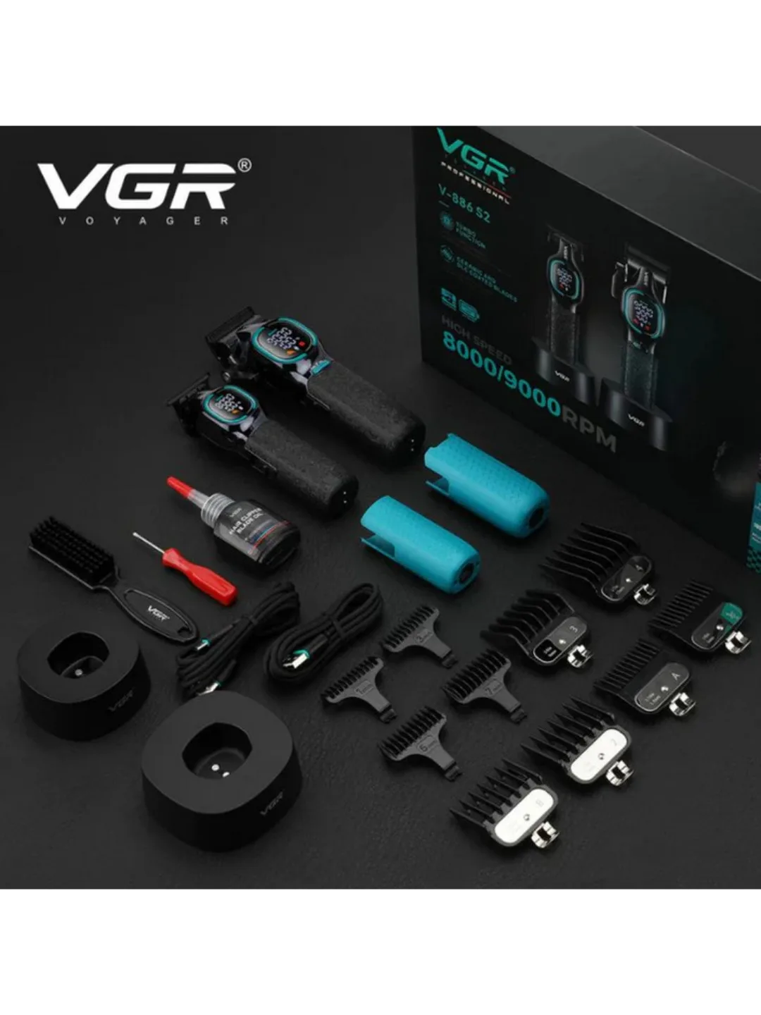 Professional soch kesish mashinasi va trimmer, VGR V-886 soch kesish to'plami, Clipper