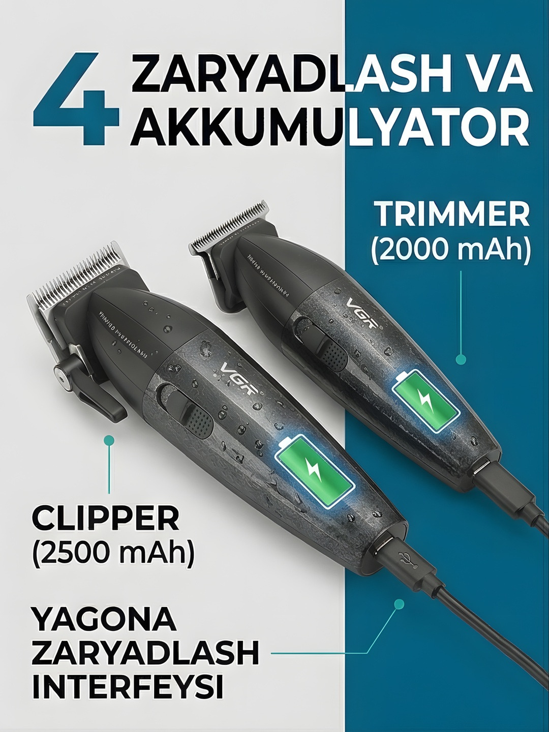 Professional soch kesish mashinasi va trimmer, VGR V-640 soch kesish to'plami, Clipper - 2