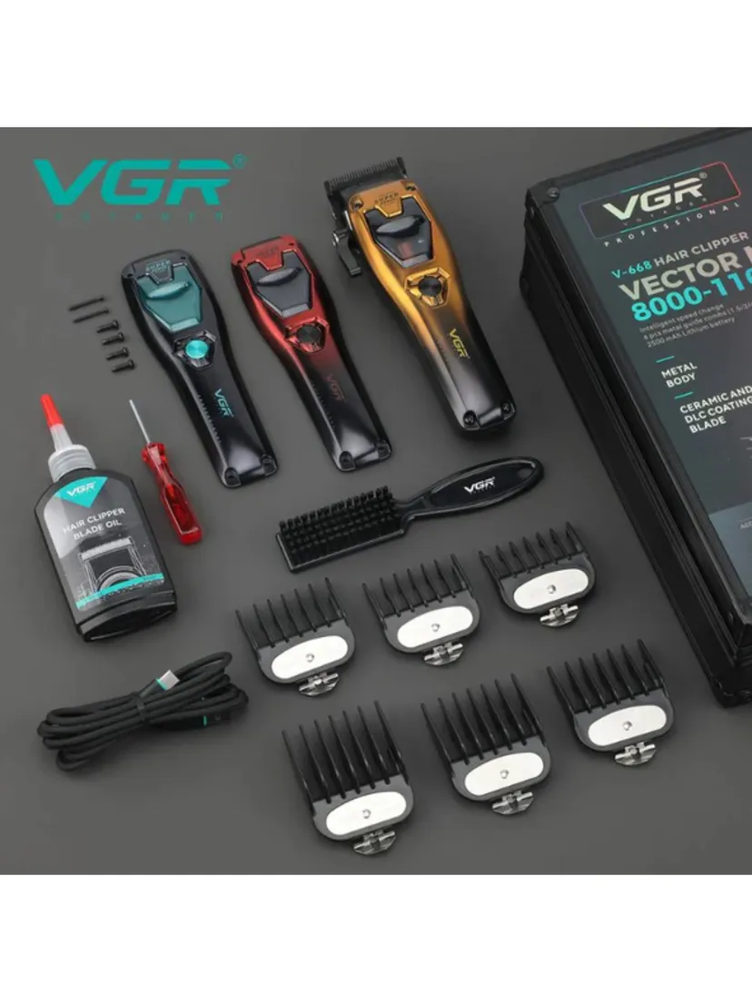 VGR V-668 Professional Soch Trimmeri, Vector Motor 8000-11000 RPM, 2800mAh, Oltin