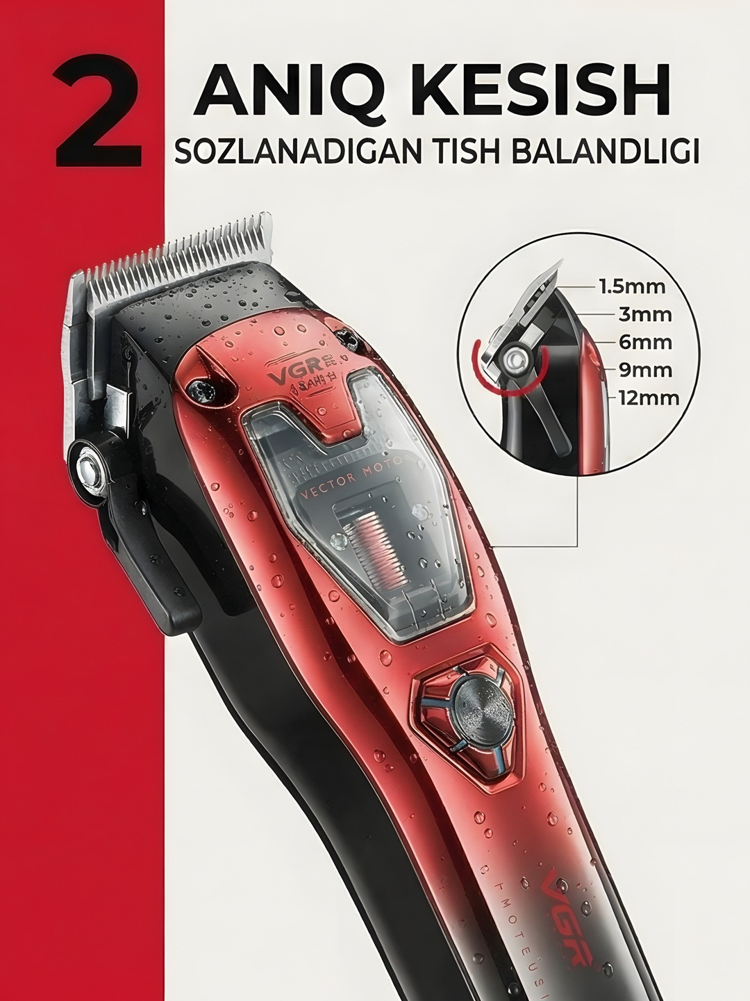 Professional soch kesish mashinasi 3ta 1da VGR v-668 S3 Clipper - 5
