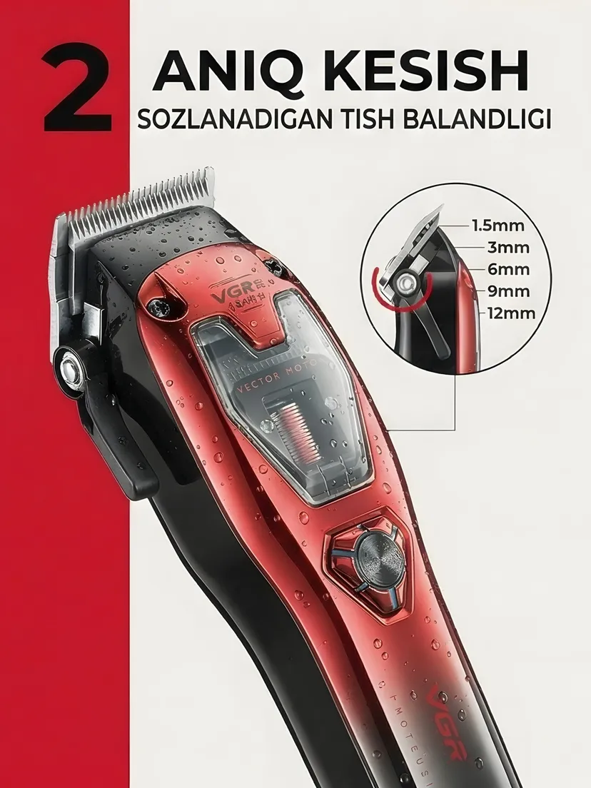 VGR V-668 Professional Soch Trimmeri, Vector Motor 8000-11000 RPM, 2800mAh, Oltin