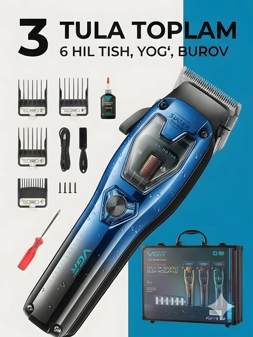 VGR V-668 Professional Soch Trimmeri, Vector Motor 8000-11000 RPM, 2800mAh, Oltin