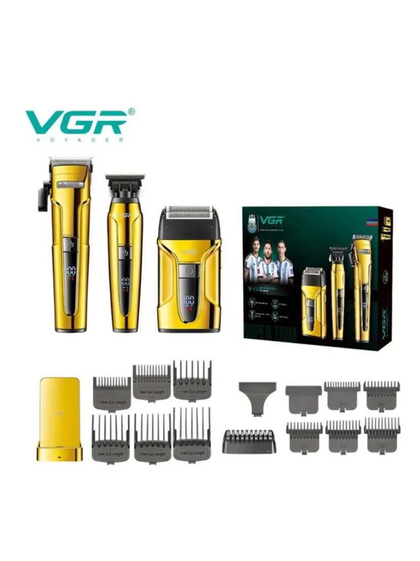 Профессиональный триммер для волос и бороды VGR V-694S3-TILLA, Золотой
