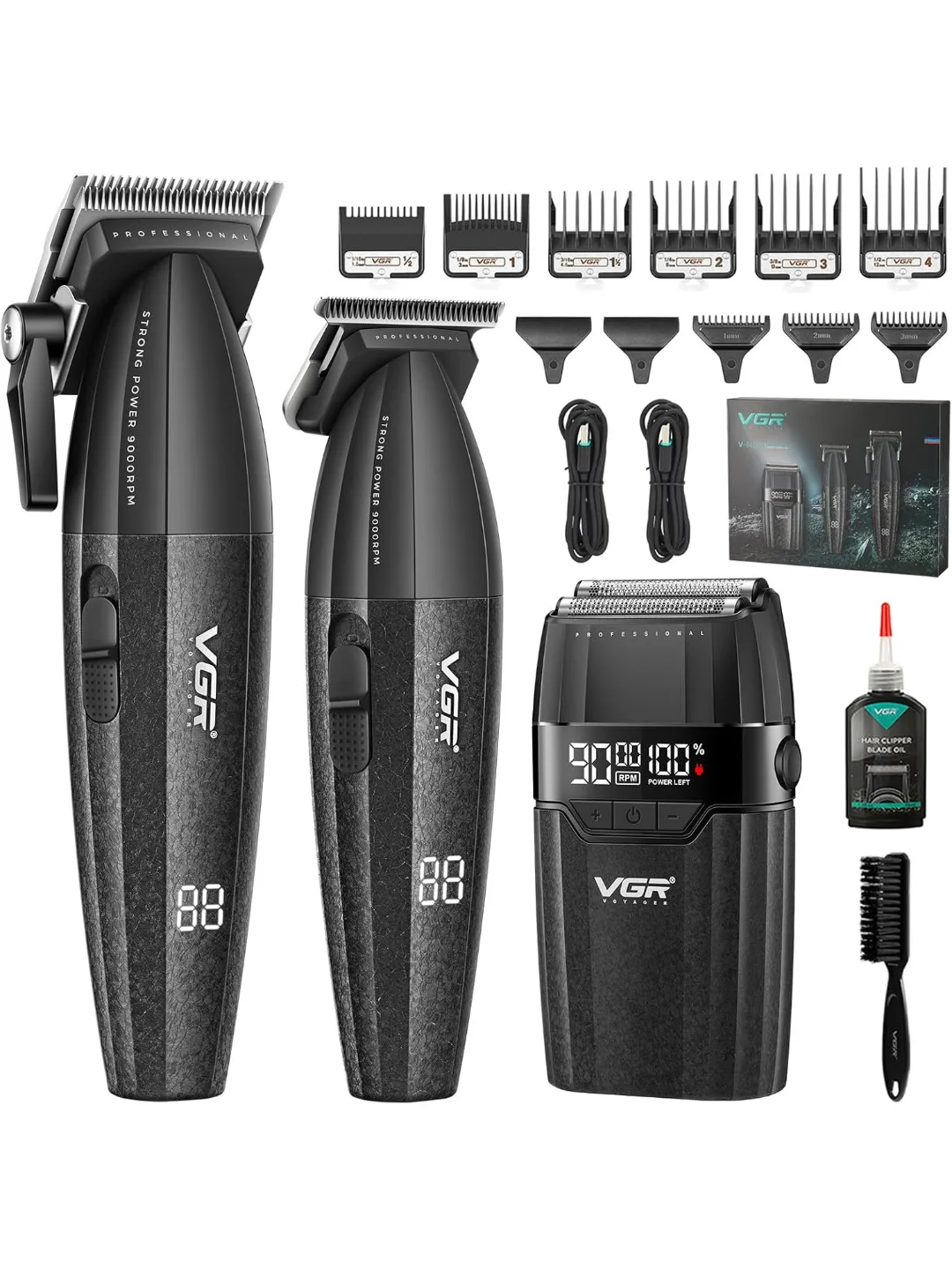 Professional soch kesish mashinkalari to'plami 3ta 1da VGR v-640 S3 Clipper Trimmer Shaver