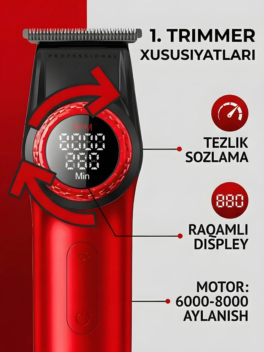 Professional soch kesish mashinkalari to'plami 2ta 1da VGR v-977 v-377,