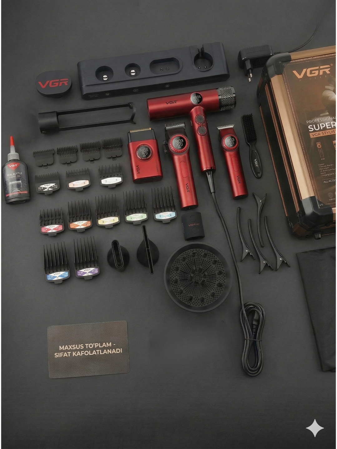 Professional soch kesish mashinkalari to'plami 4ta 1da VGR v-001 v-977 v-377, V401 - 2