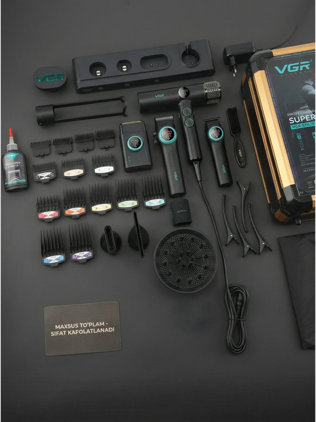 Professional soch kesish mashinkalari to'plami 4ta 1da VGR v-001 v-977 v-377, V401 - 4