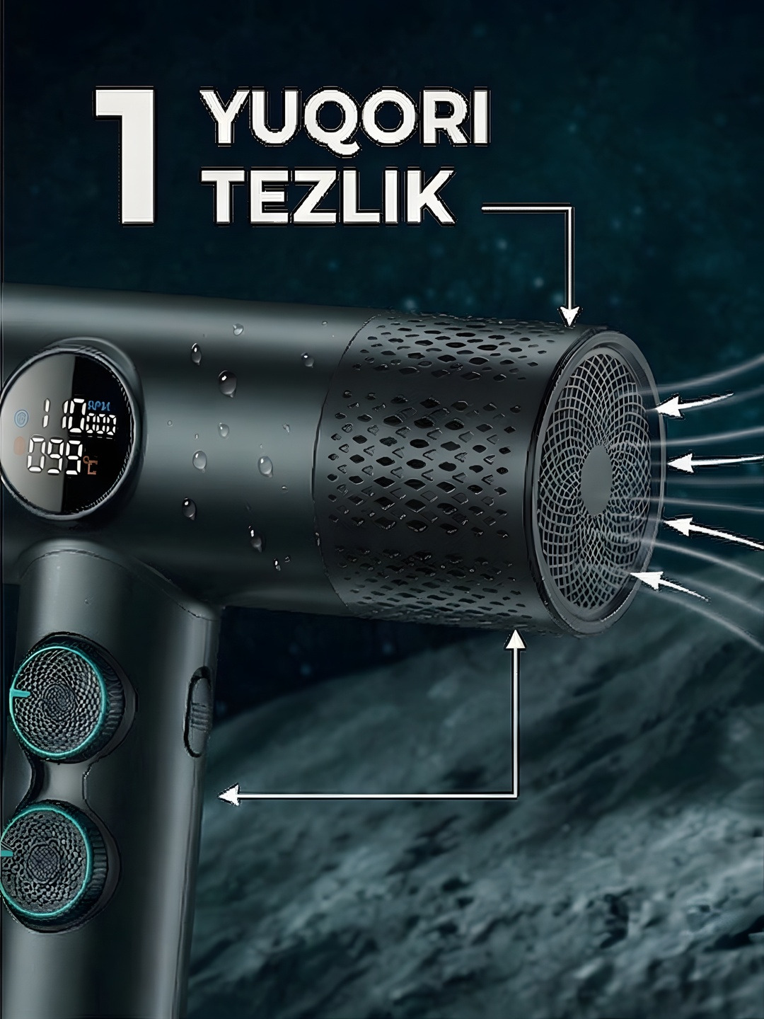 Professional soch qurutgich VGR V-401, quritish, stilash, 3 ta moslama, ionlash uchun, Fen - 2