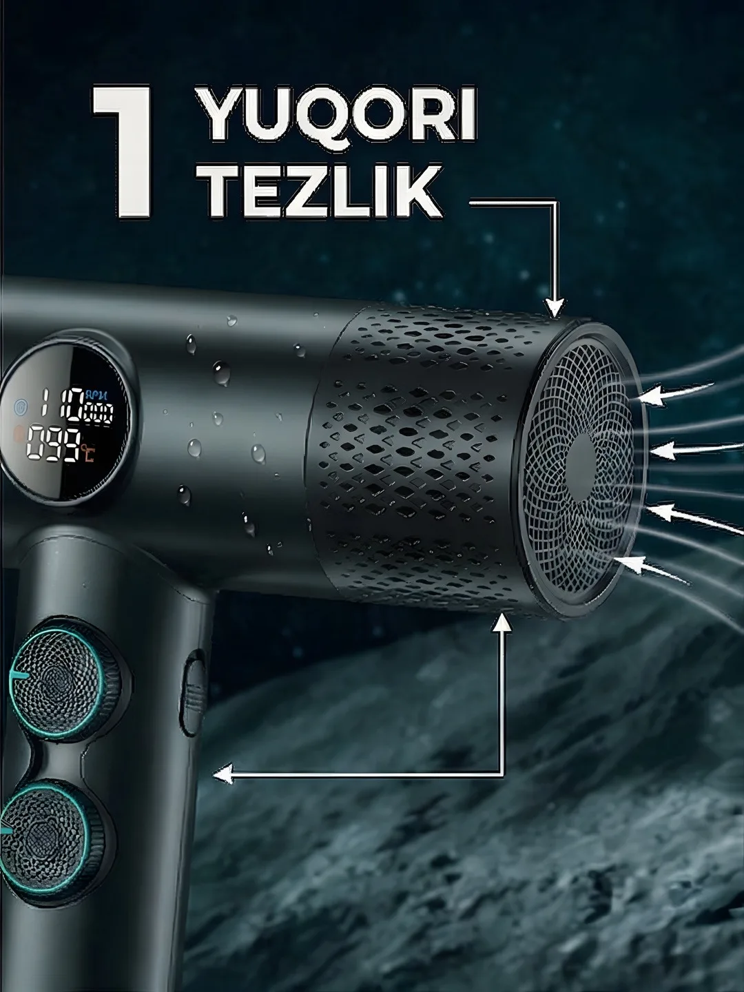 Professional soch qurutgich VGR V-401, quritish, stilash, 3 ta moslama, ionlash uchun, Fen
