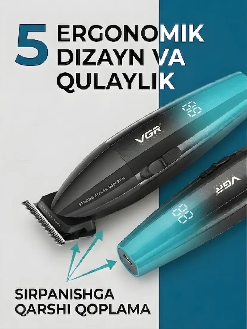 Машинка для стрижки VGR V-640_S3, питание от USB, нержавеющая сталь