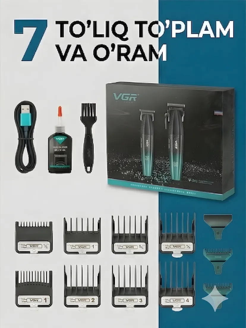 Машинка для стрижки VGR V-640_S3, питание от USB, нержавеющая сталь