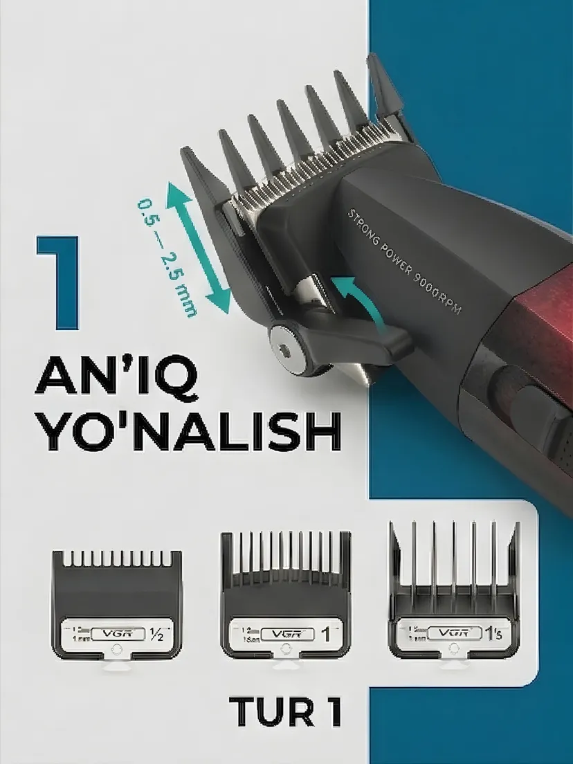 Машинка для стрижки VGR V-640_S3, питание от USB, нержавеющая сталь