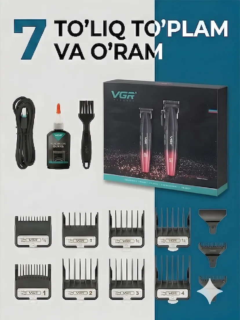 Машинка для стрижки VGR V-640_S3, питание от USB, нержавеющая сталь