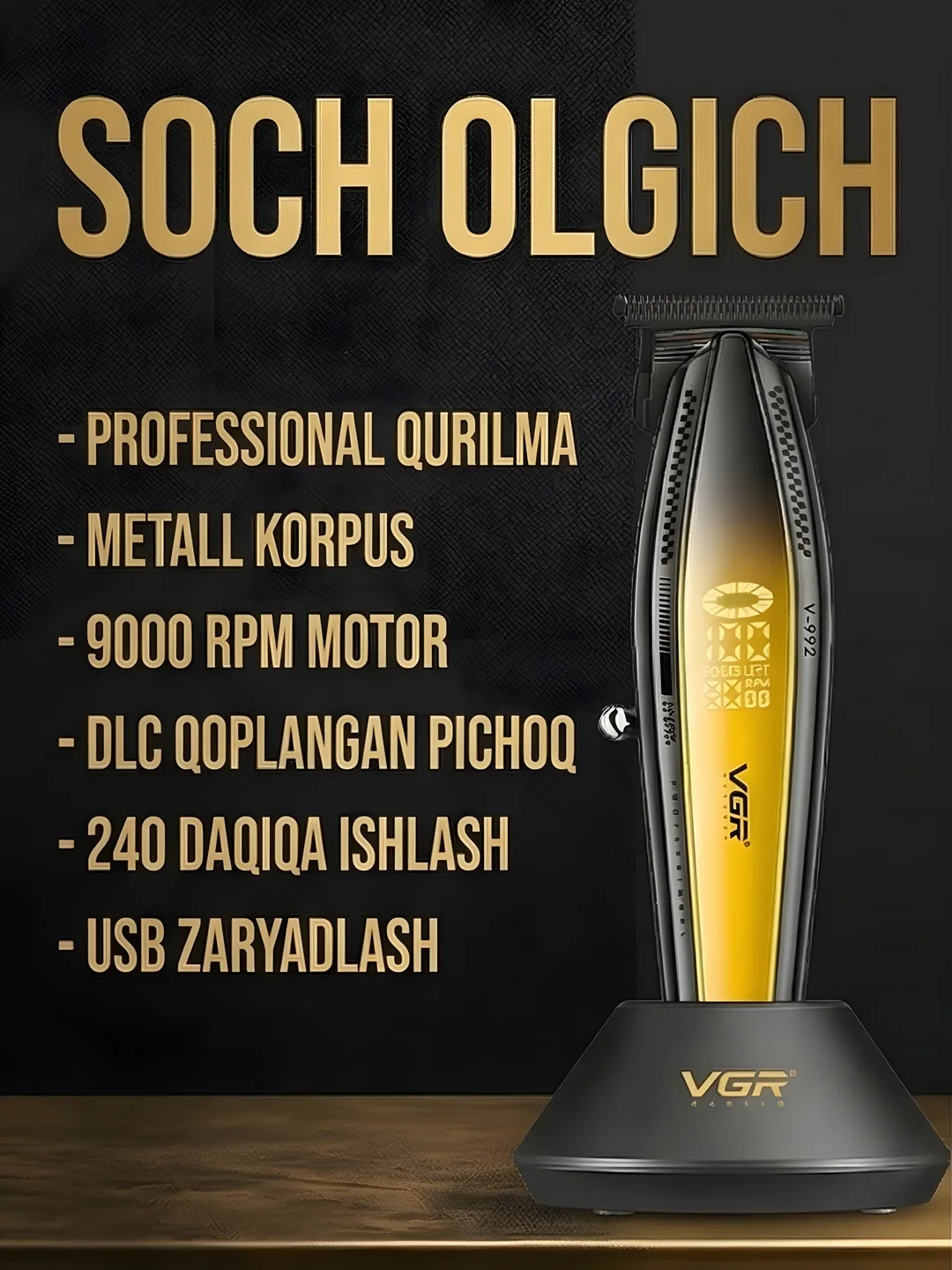 Soch kesish mashinkasi VGR V-992, professional trimmer
