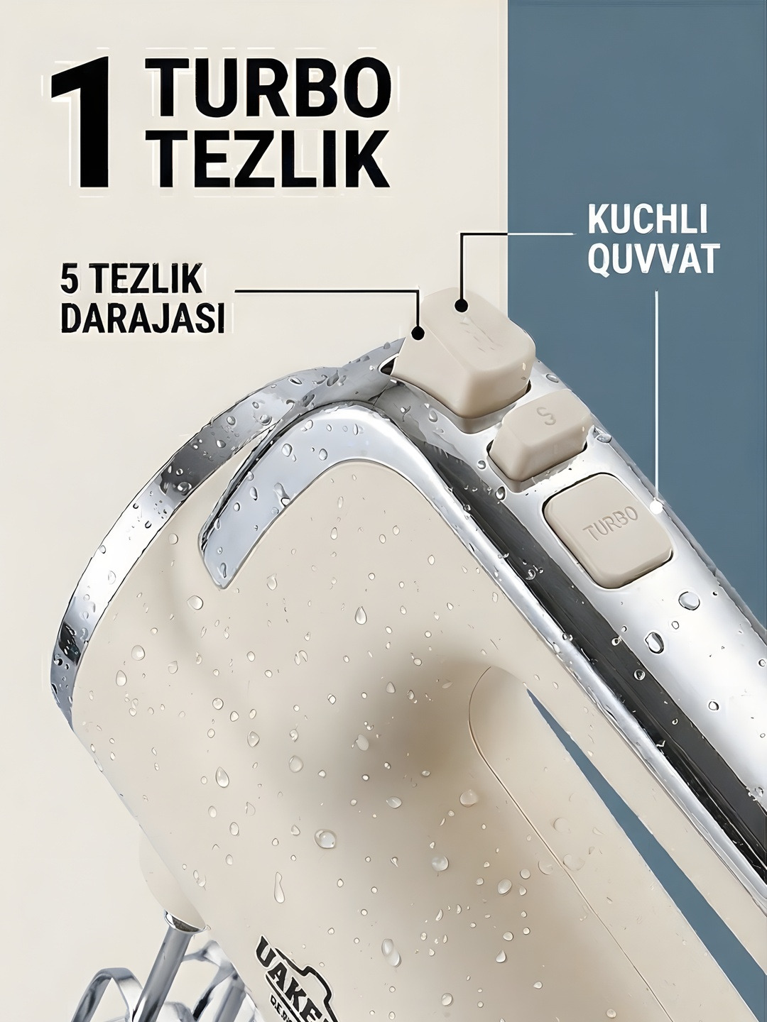 UAKEEN ZL-2303 800W Qo‘l Mikseri — 5 tezlik + Turbo rejimi - 3