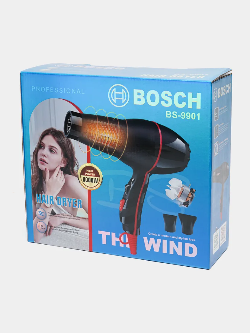 BOSCH BS-9901 professional soch quritgich fen, 8000W, Qora