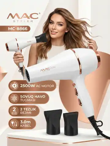 Soch quritish uchun professional fen M.A.C STYLER MC-8866, Qizil-Qora