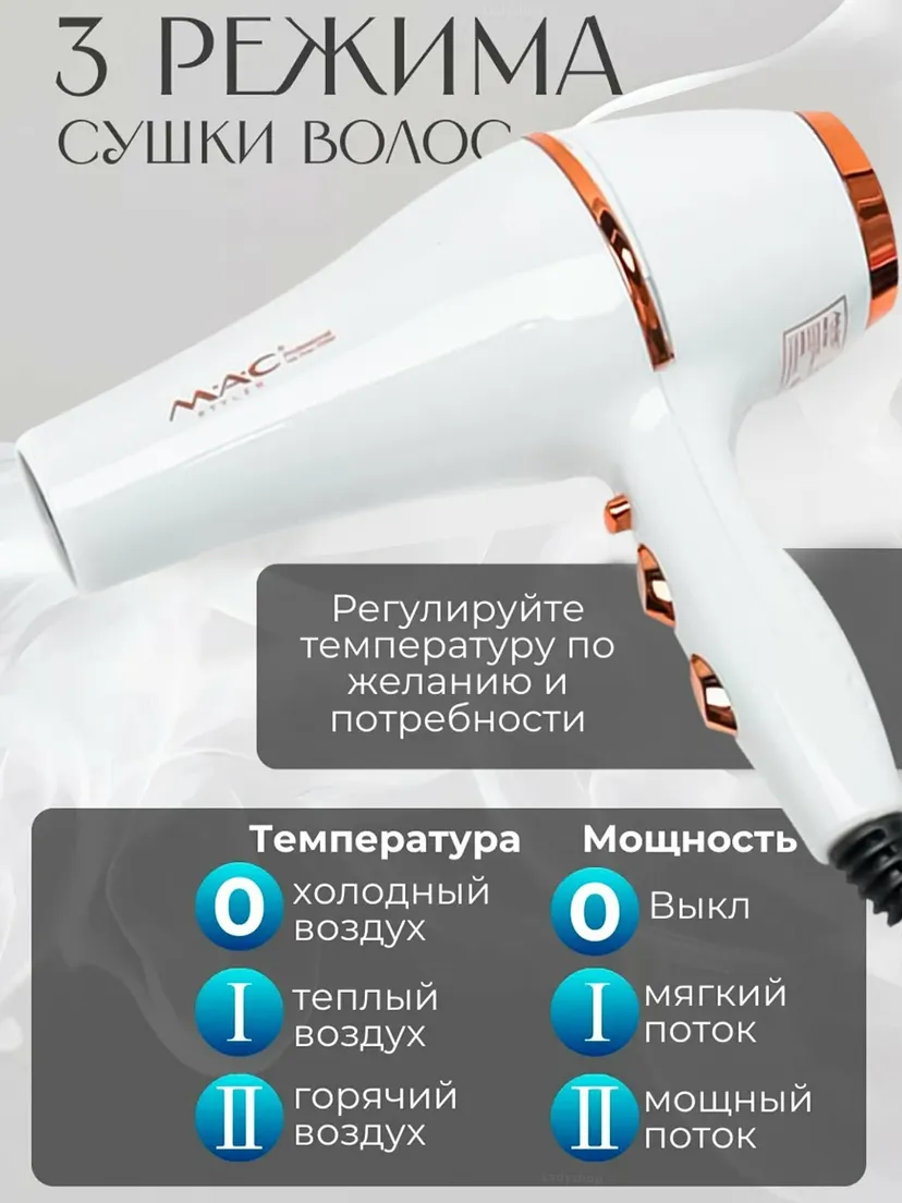 Профессиональный фен для волос M.A.C STYLER MC-8866, Красно-черный