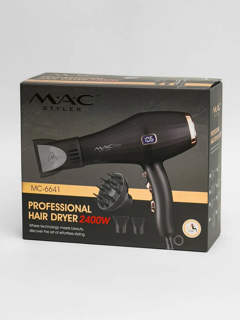 Профессиональный фен для волос M.A.C STYLER MC-6641, Черный
