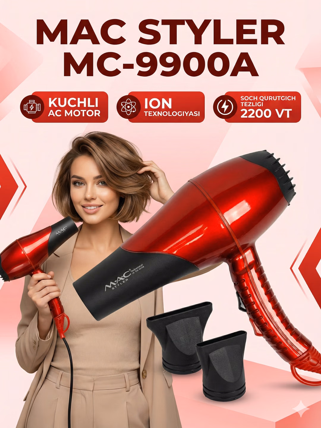 Fen uchun M.A.C styler MC-9900, <br/>
suvdan tozalash va ushlab qolish uchun ishlatiladigan ionli quritgich.
