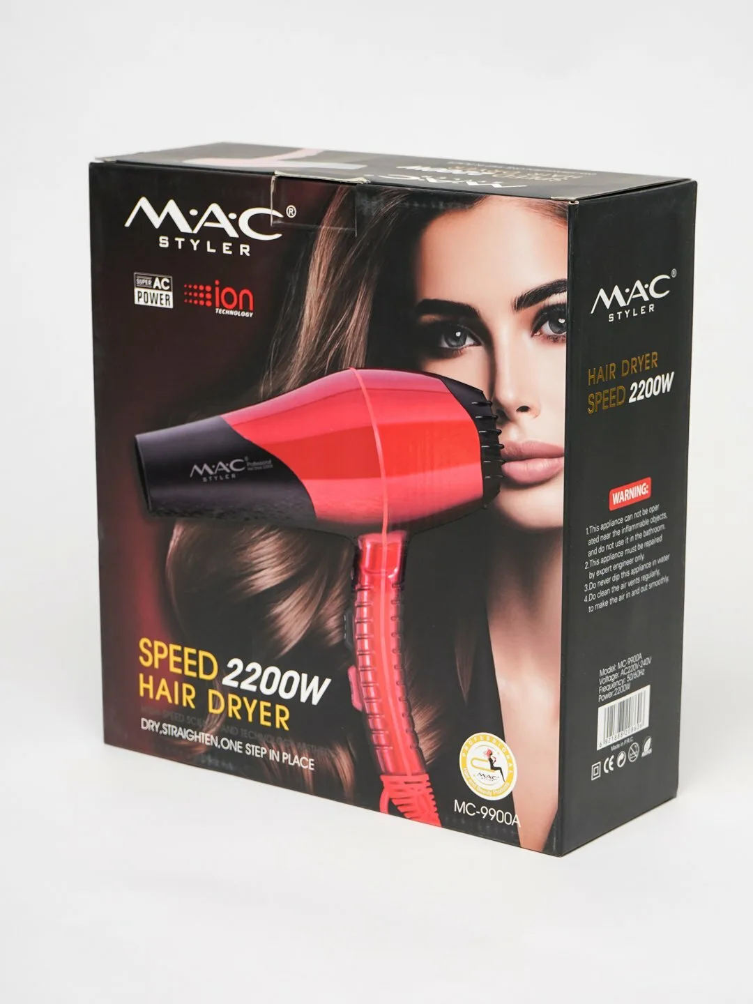 Профессиональный фен для волос M.A.C styler MC-9900, для сушки и укладки с ионизацией