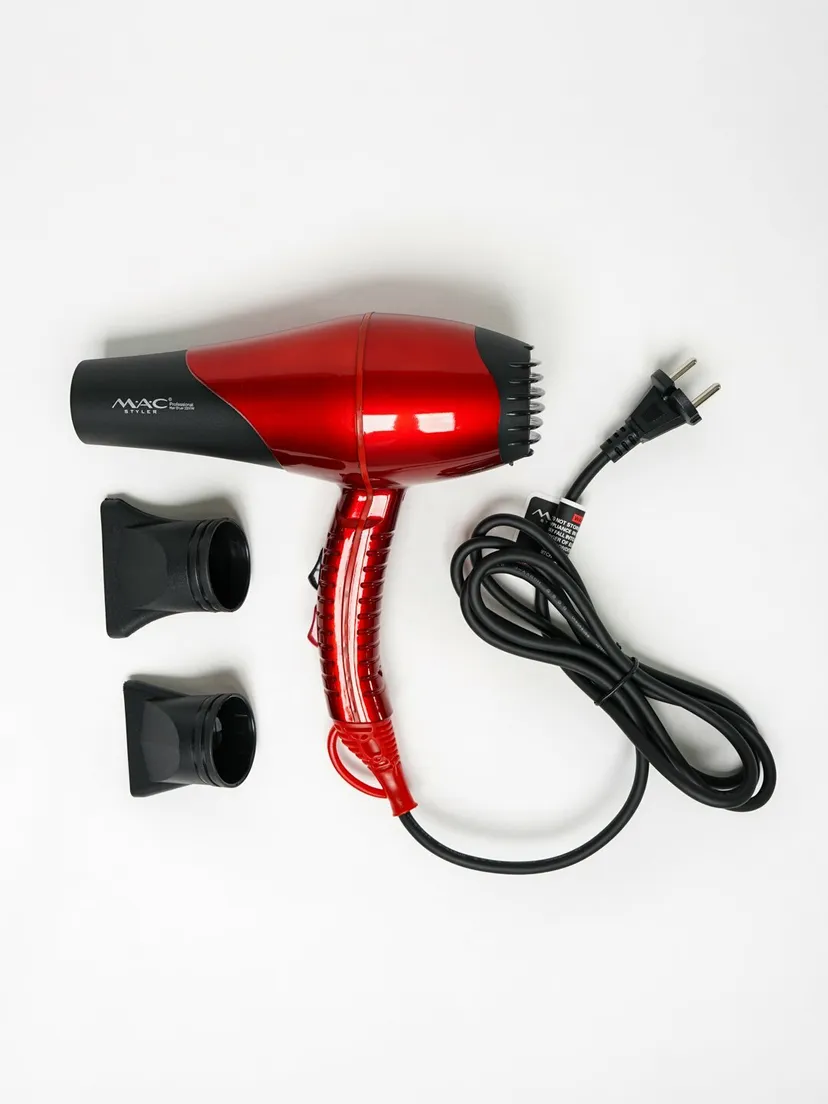 Профессиональный фен для волос M.A.C STYLER MC-9900A, Красный / Черный