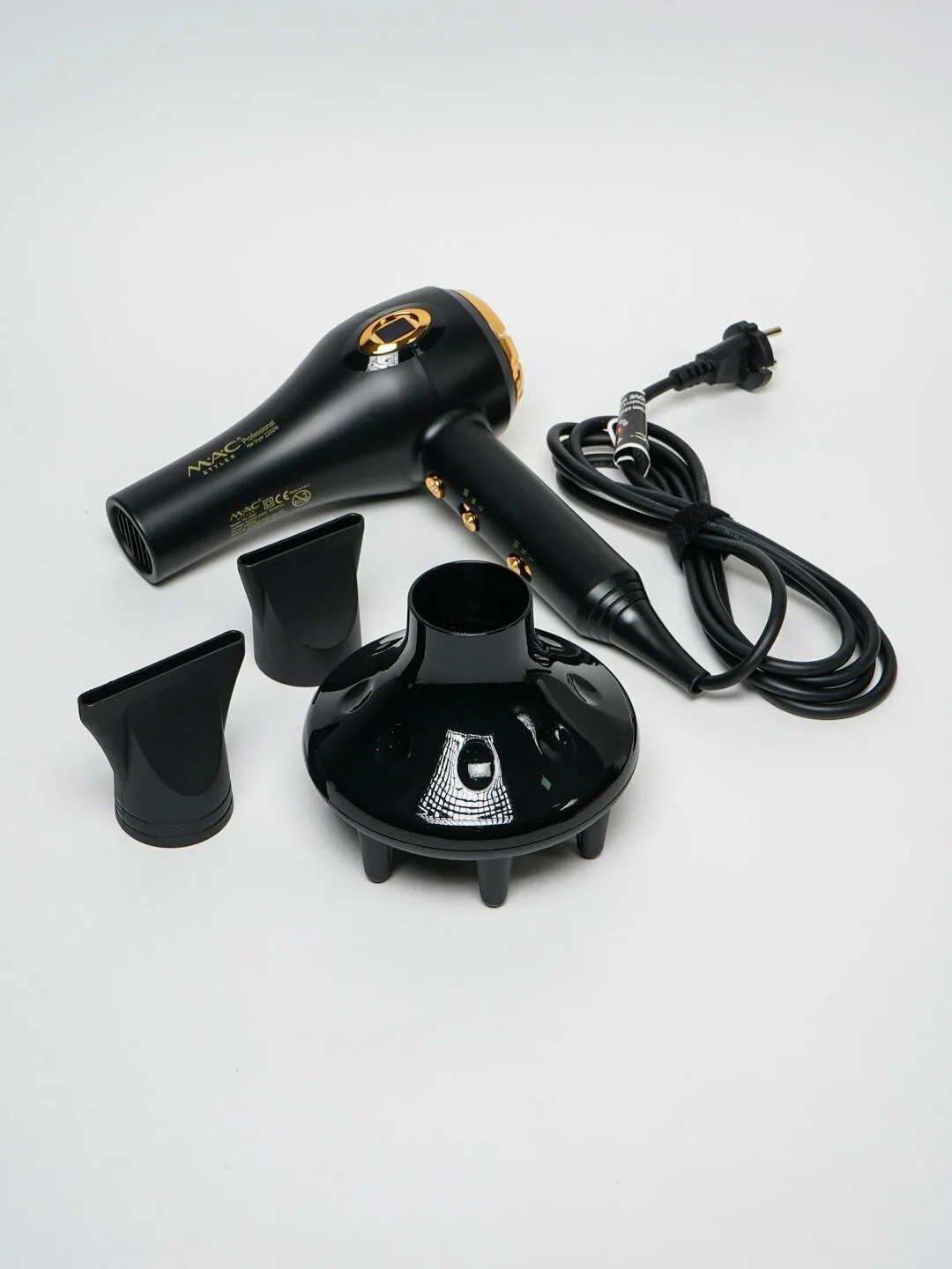 Профессиональный фен для волос M.A.C styler MC-6682, для сушки и укладки с ионизацией , Led Екраном 3in1