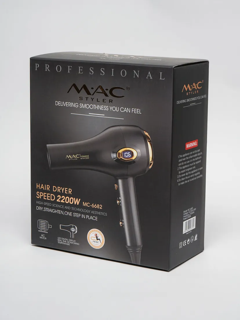 Профессиональный фен для волос M.A.C STYLER MC-6682, Черный