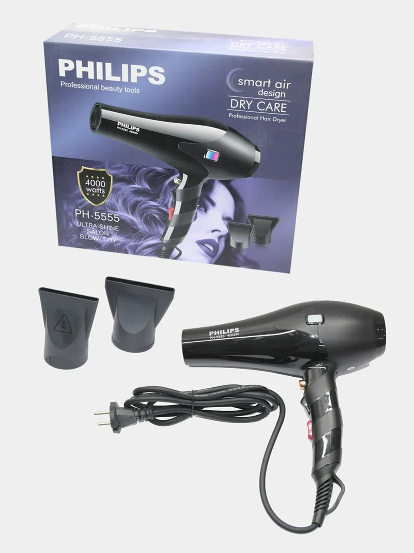 Профессиональный фен для волос Philips PH-5555, Черный