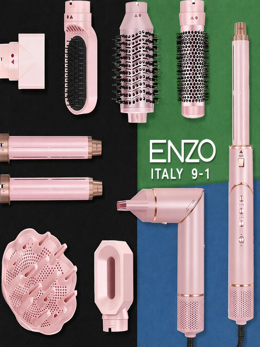 Профессиональный фен для волос ENZO ENZO 9IN1, Розовый / rose-gold