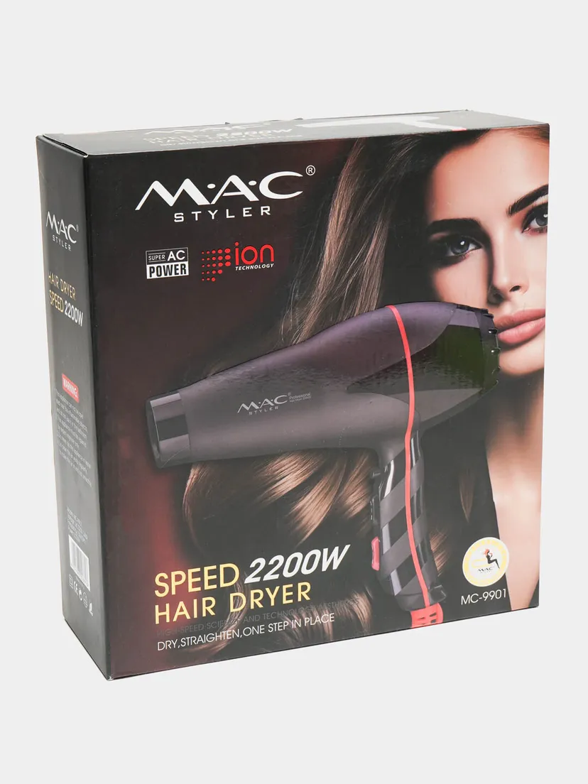 Профессиональный фен для волос M.A.C STYLER MC-9901, Черный