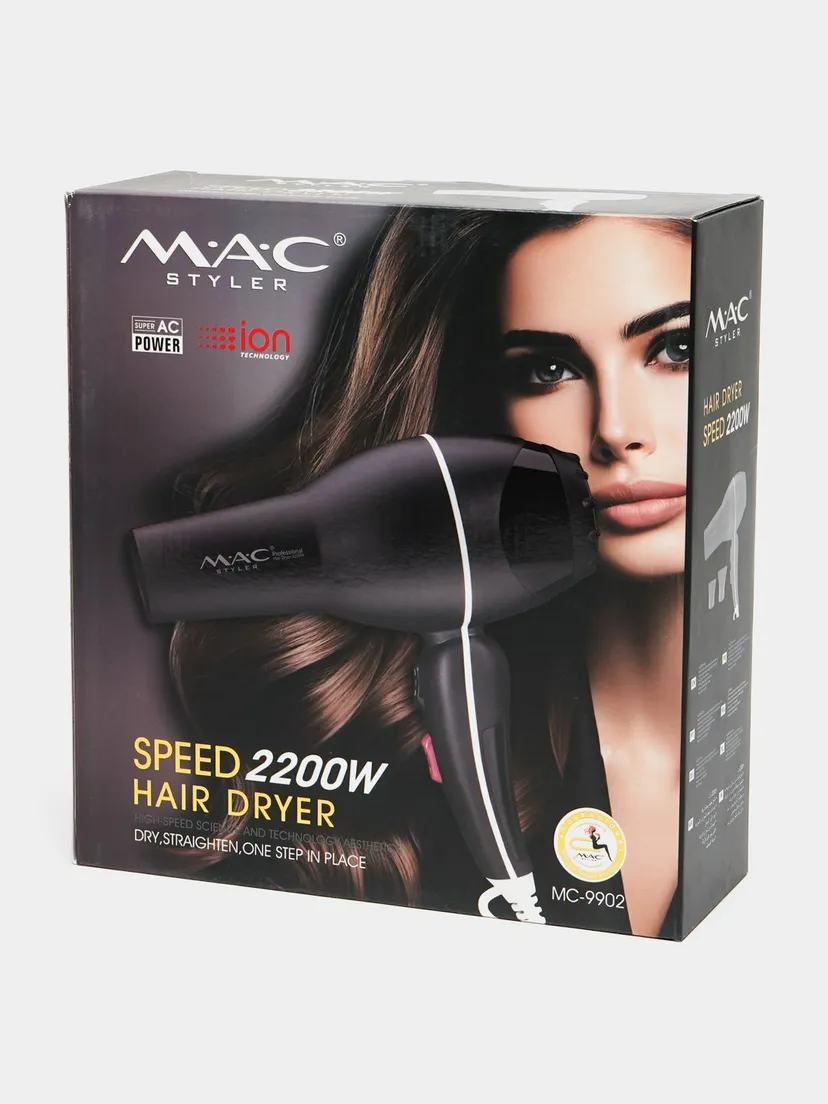 Профессиональный фен для волос M.A.C STYLER MC-9902, Черный