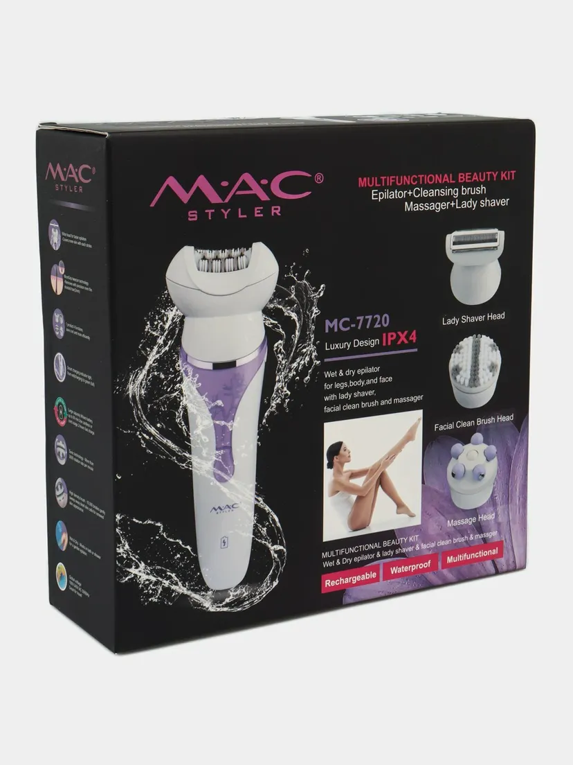 Профессиональный эпилятор для женщин M.A.C STYLER MC-7720, Красный / Белый