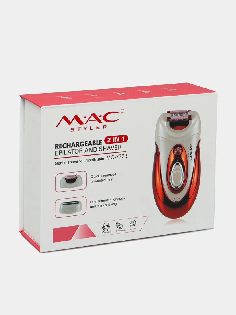 Профессиональный эпилятор для женщин M.A.C STYLER MC-7723, Красный / Белый