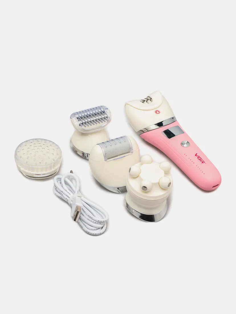 VGR V-759 Ayollar uchun 5-in-1 professional epilyator, pushti rang, 2 tezlik rejimi