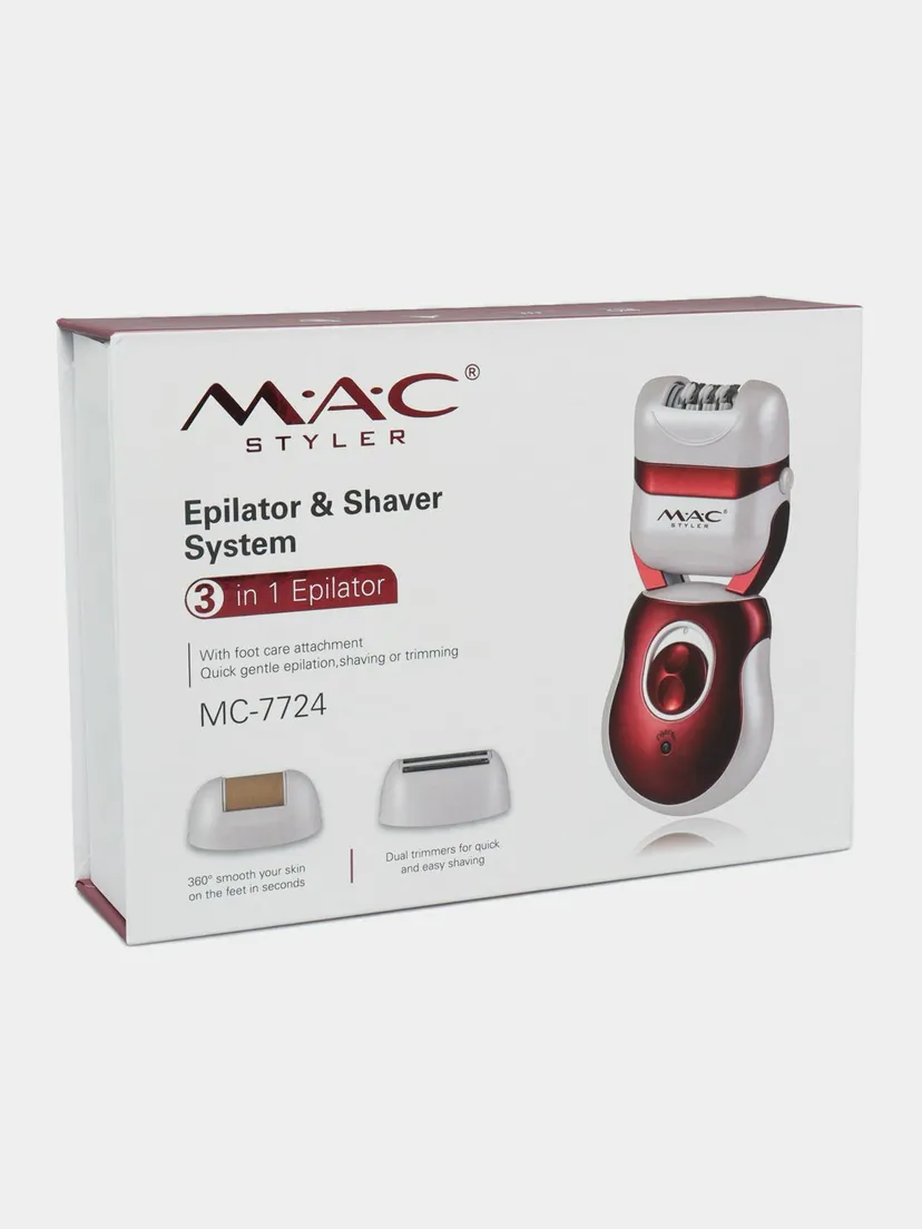 Профессиональный эпилятор для женщин M.A.C STYLER MC-7724, Красный / Белый