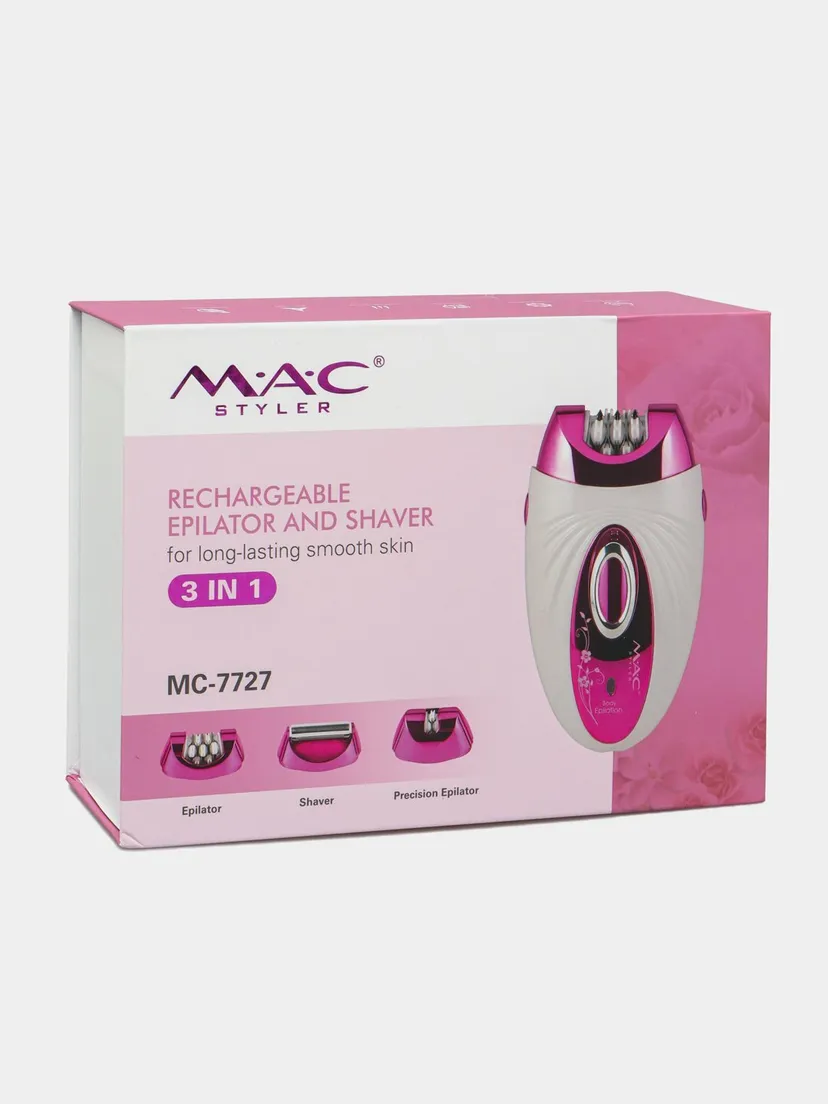 Профессиональный эпилятор для женщин M.A.C STYLER MC-7727, Красный / Белый