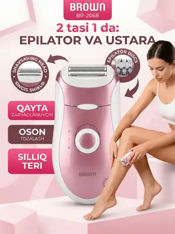 Ayollar uchun professional epilyator Braun BR-2068, Pushti / Oq