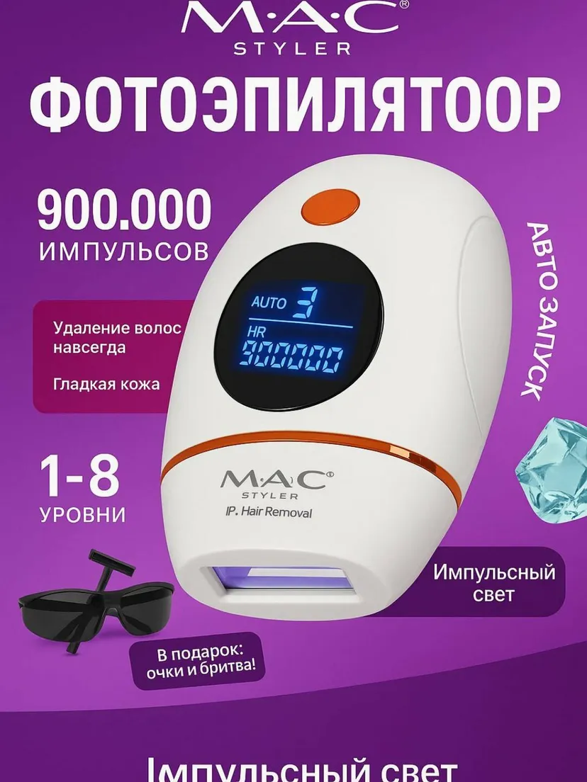 Профессиональный эпилятор для женщин M.A.C STYLER MC-P33, Красный / Белый
