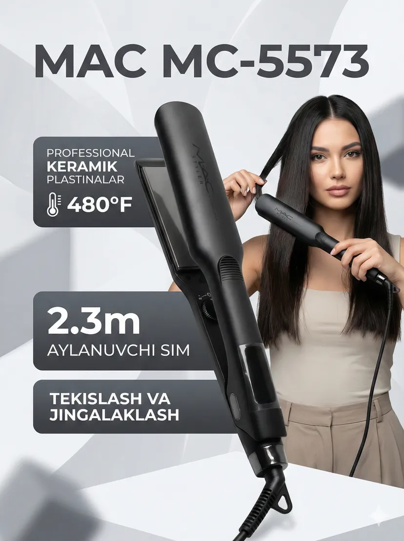 Выпрямитель (утюжок) для волос M.A.C STYLER MC-5573, Черный