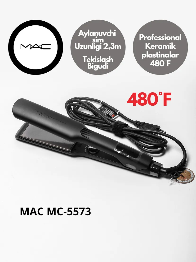 Выпрямитель (утюжок) для волос M.A.C STYLER MC-5573, Черный