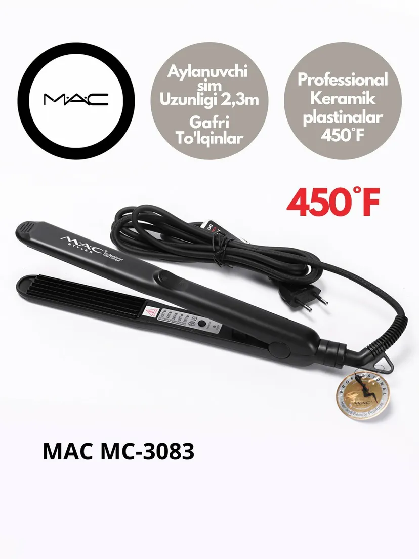 Выпрямитель (утюжок) для волос M.A.C STYLER MC-3083, Черный