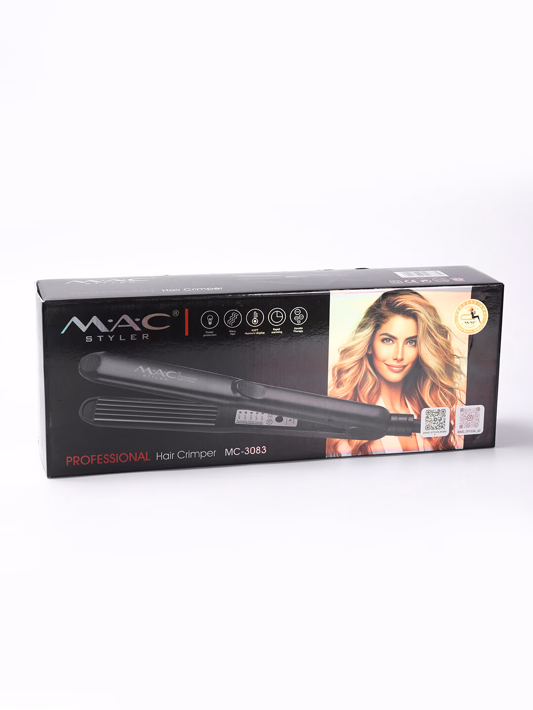 Fen uchun professional g'ofre utyujok, MAC Styler, keramik plitalar bilan. - 7