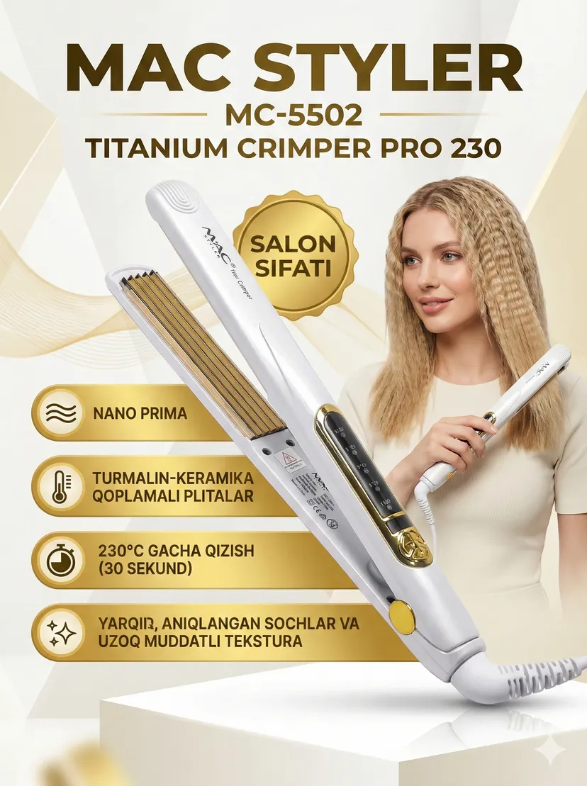 Выпрямитель (утюжок) для волос M.A.C STYLER MC-5502, Черный