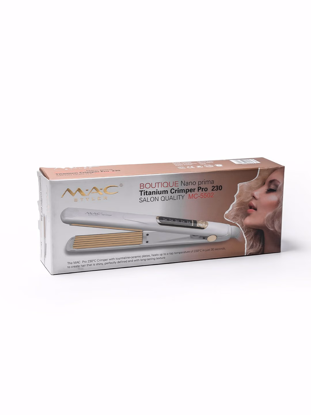 Fen uchun professional g'ofre utyujok, MAC Styler, keramik plitalar va displey bilan. - 7