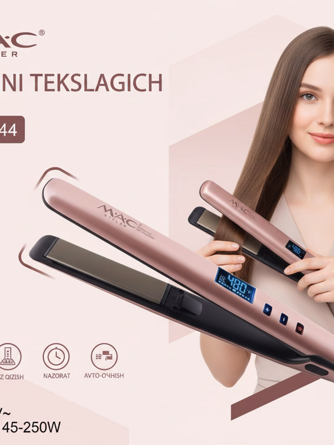 Fen uchun professional uchiruvchi, <br/> 
MAC Styler uchiruvchi, LCD ekrani bilan, Pink rangda.