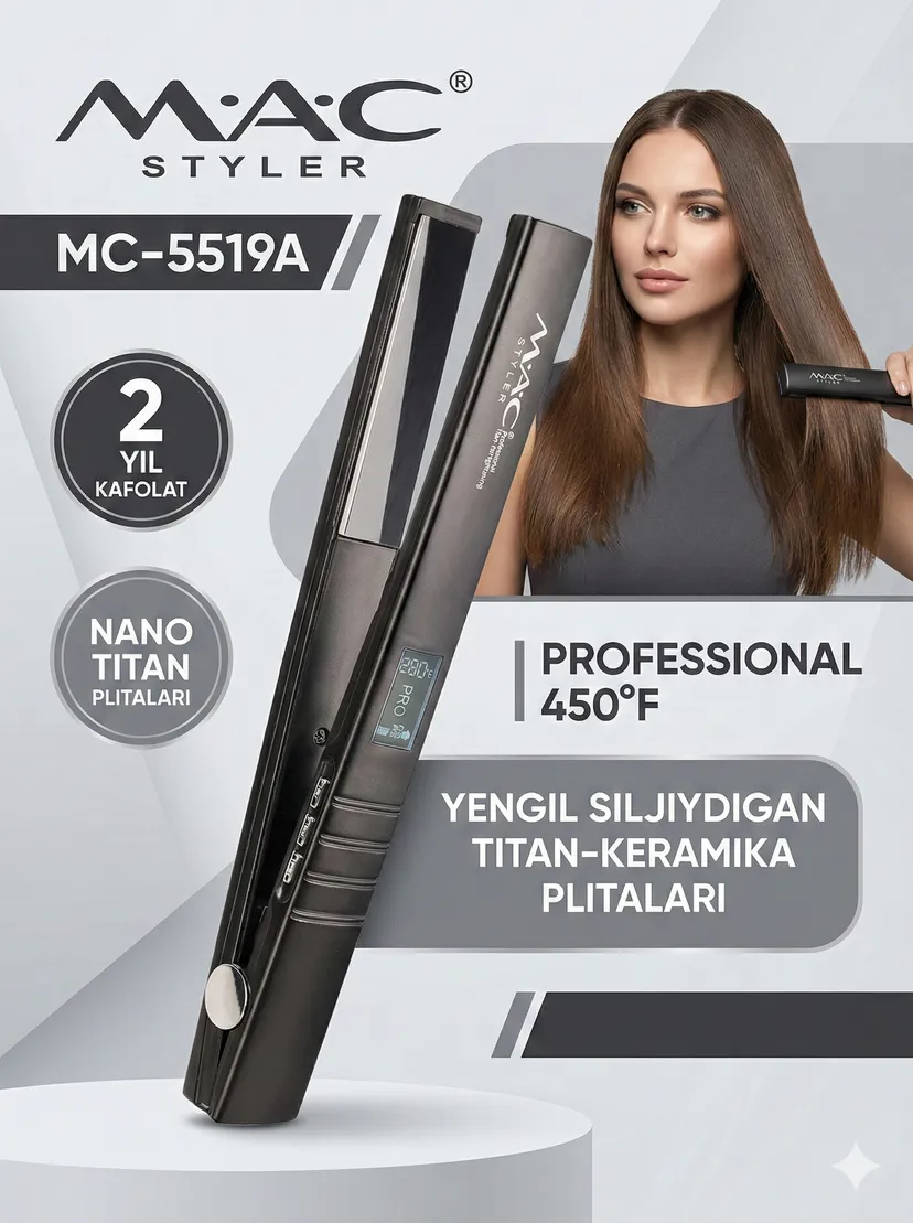 Выпрямитель (утюжок) для волос M.A.C STYLER MC-5519, Черный